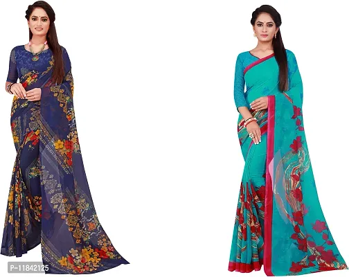 Beautiful Georgette Saree With Blouse Piece Pack Of 2-thumb0