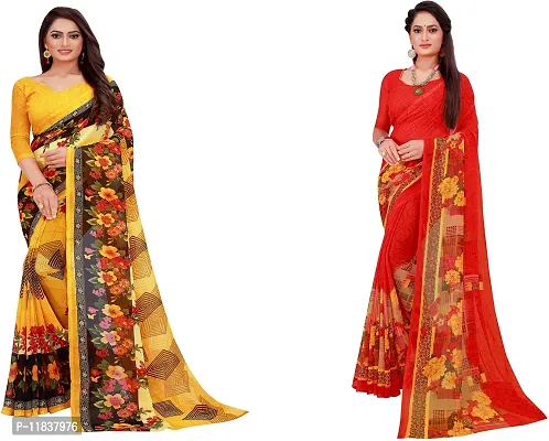 Beautiful Georgette Saree with Blouse Piece Pack Of 2-thumb0