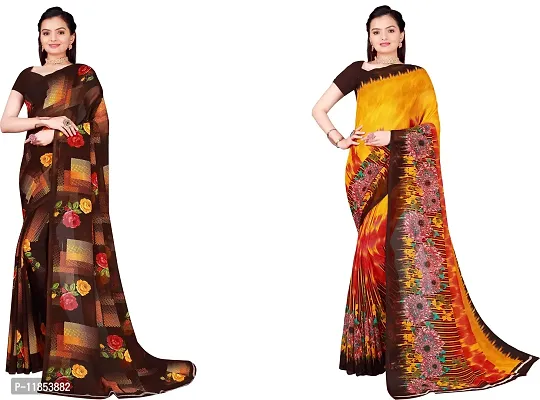 Beautiful Georgette Saree With Blouse Piece Pack Of 2