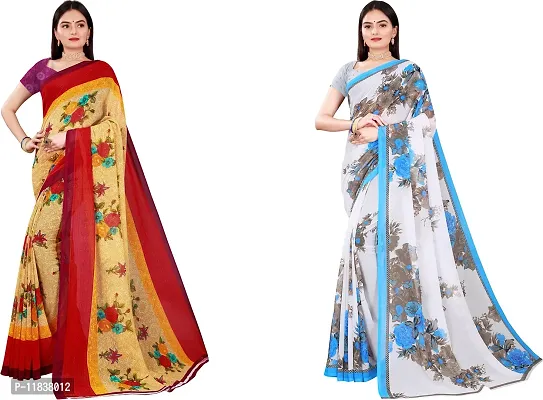 Beautiful Georgette Saree with Blouse Piece Pack Of 2-thumb0