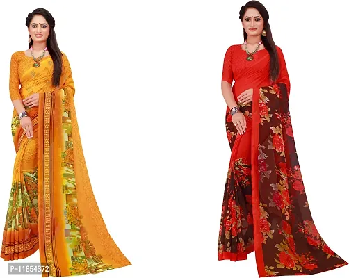 Beautiful Georgette Saree With Blouse Piece Pack Of 2-thumb0