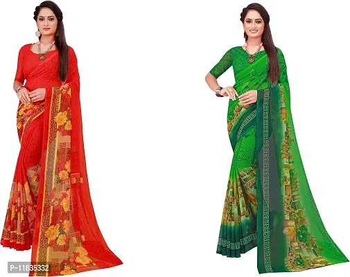 Beautiful Georgette Saree with Blouse Piece Pack Of 2-thumb0