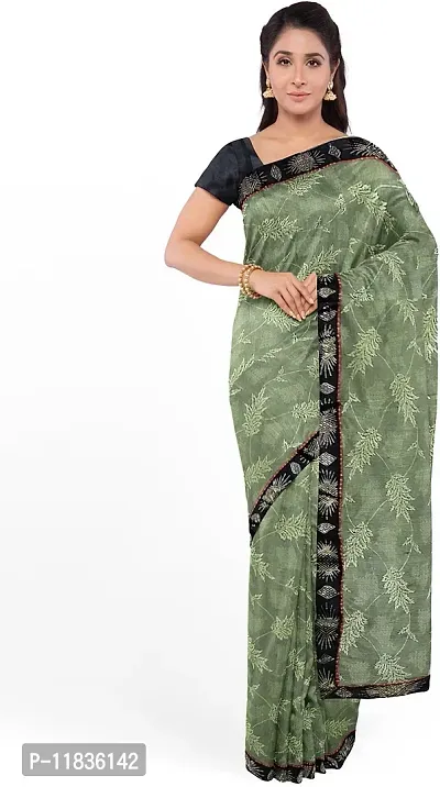 Beautiful Lycra Saree with Blouse Piece-thumb0