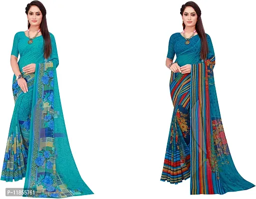 Beautiful Georgette Saree With Blouse Piece Pack Of 2-thumb0