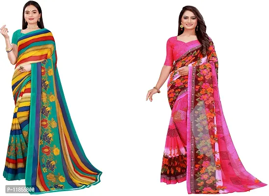 Beautiful Georgette Saree With Blouse Piece Pack Of 2-thumb0