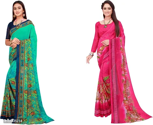 Beautiful Georgette Saree with Blouse Piece Pack Of 2-thumb0