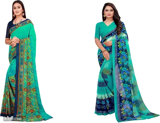 Beautiful Georgette Saree with Blouse Piece Pack Of 2-thumb0