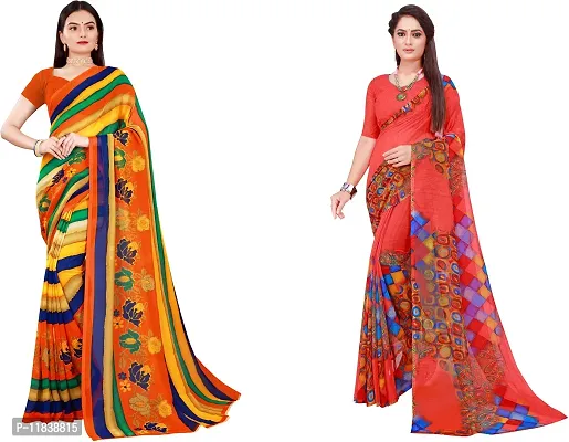 Beautiful Georgette Saree with Blouse Piece Pack Of 2-thumb0