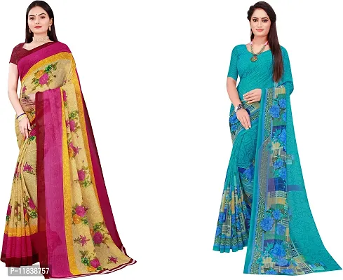 Beautiful Georgette Saree with Blouse Piece Pack Of 2-thumb0