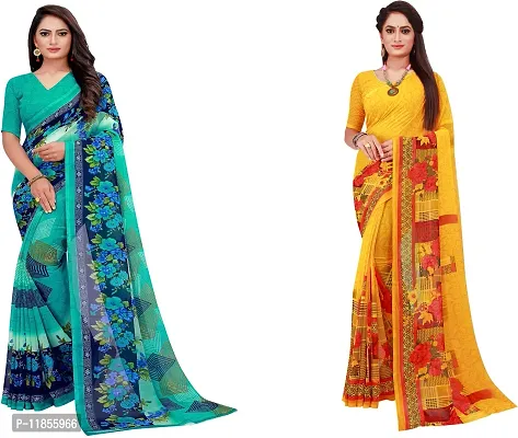 Beautiful Georgette Saree With Blouse Piece Pack Of 2