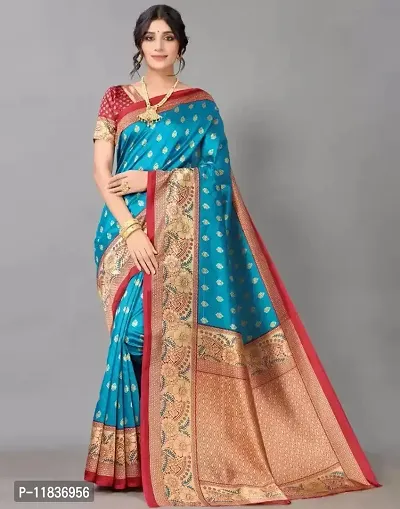 Beautiful Art Silk Saree with Blouse Piece-thumb0