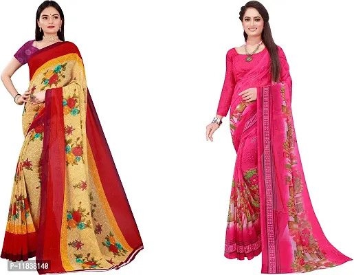 Beautiful Georgette Saree with Blouse Piece Pack Of 2