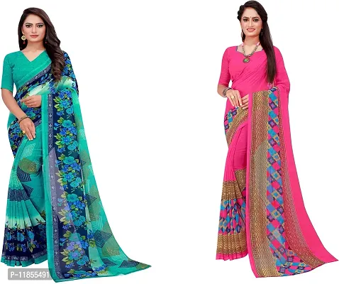 Beautiful Georgette Saree With Blouse Piece Pack Of 2-thumb0