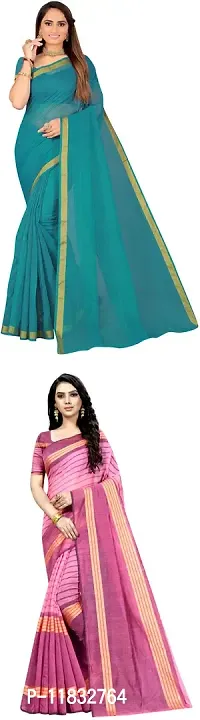 Beautiful Art Silk Saree with Blouse Piece Pack Of 2