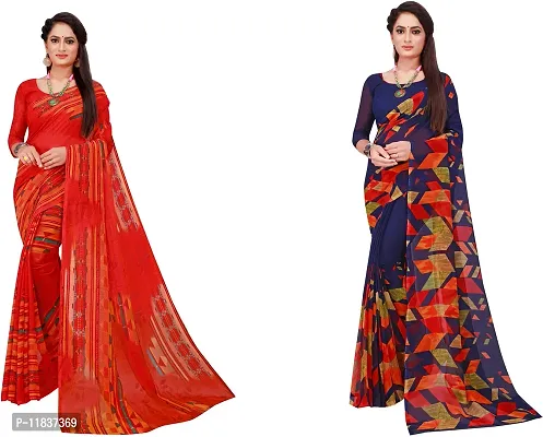 Beautiful Georgette Saree with Blouse Piece Pack Of 2-thumb0