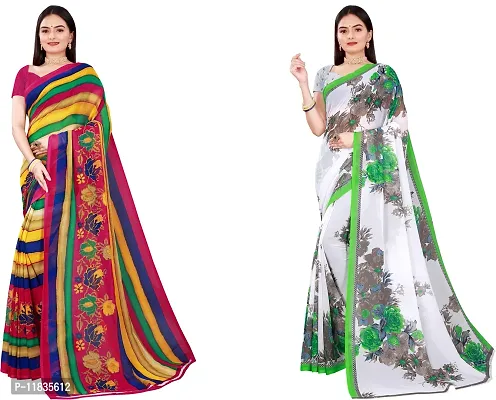 Beautiful Georgette Saree with Blouse Piece Pack Of 2-thumb0