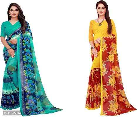 Beautiful Georgette Saree with Blouse Piece Pack Of 2-thumb0