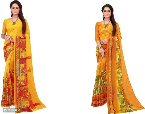 Beautiful Georgette Saree with Blouse Piece Pack Of 2