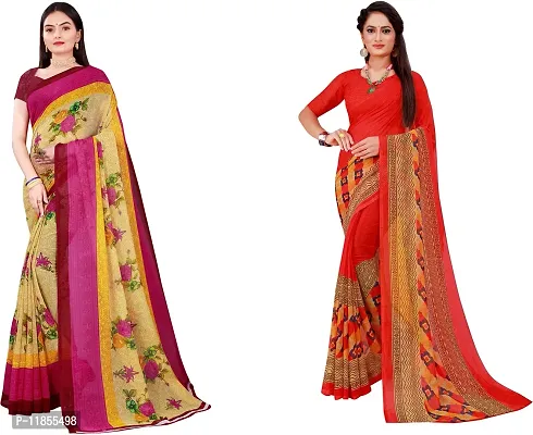 Beautiful Georgette Saree With Blouse Piece Pack Of 2