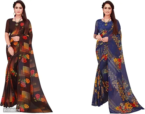 Beautiful Georgette Saree With Blouse Piece Pack Of 2