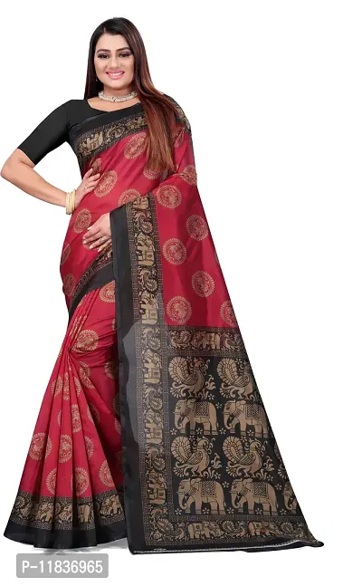 Beautiful Art Silk Saree with Blouse Piece-thumb0