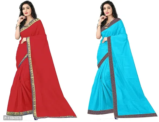 Beautiful Art Silk Saree With Blouse Piece Pack Of 2