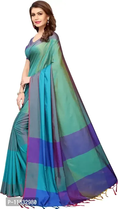 Beautiful Cotton Silk Saree with Blouse Piece-thumb2