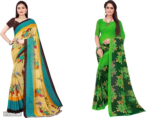 Beautiful Georgette Saree with Blouse Piece Pack Of 2-thumb0