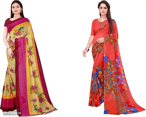 Beautiful Georgette Saree with Blouse Piece Pack Of 2-thumb0