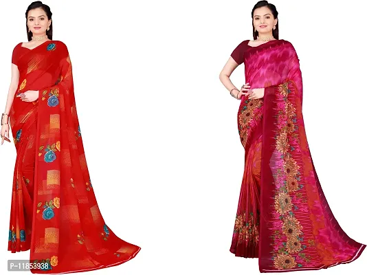 Beautiful Georgette Saree With Blouse Piece Pack Of 2