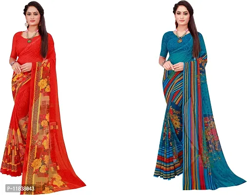 Beautiful Georgette Saree with Blouse Piece Pack Of 2-thumb0