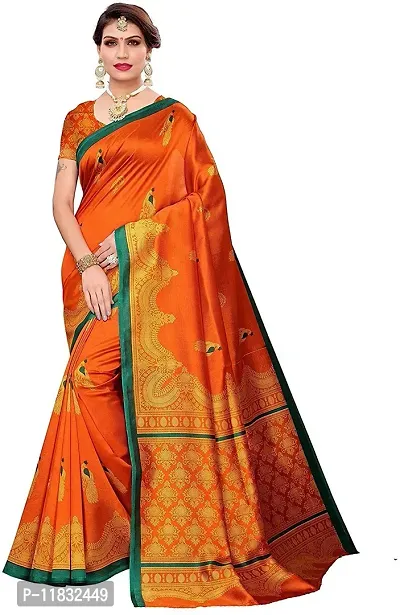 Beautiful Art Silk Saree with Blouse Piece-thumb0