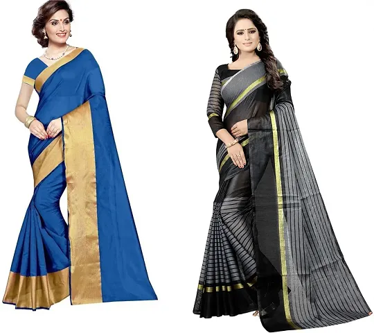 Stylish Fancy Silk Saree With Blouse Piece For Women Pack Of 2