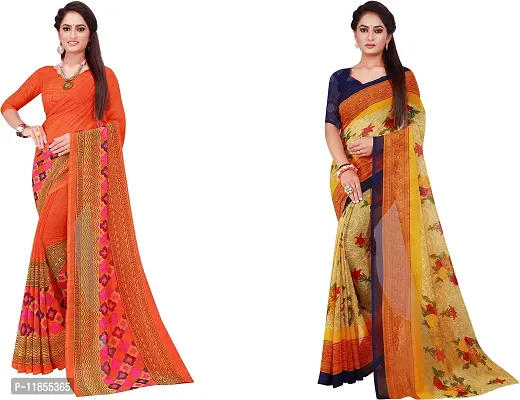 Beautiful Georgette Saree With Blouse Piece Pack Of 2