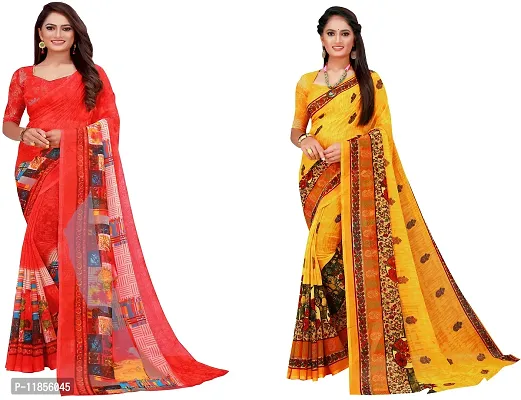 Beautiful Georgette Saree With Blouse Piece Pack Of 2