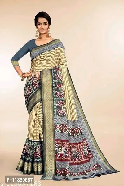 Beautiful Art Silk Saree with Blouse Piece-thumb0