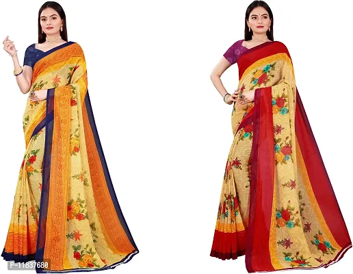 Beautiful Georgette Saree with Blouse Piece Pack Of 2