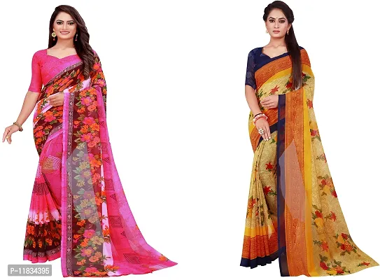 Beautiful Georgette Saree with Blouse Piece Pack Of 2-thumb0