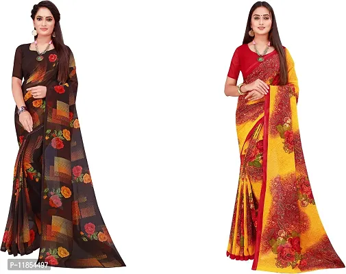 Beautiful Georgette Saree With Blouse Piece Pack Of 2-thumb0