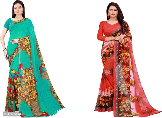 Beautiful Georgette Saree With Blouse Piece Pack Of 2