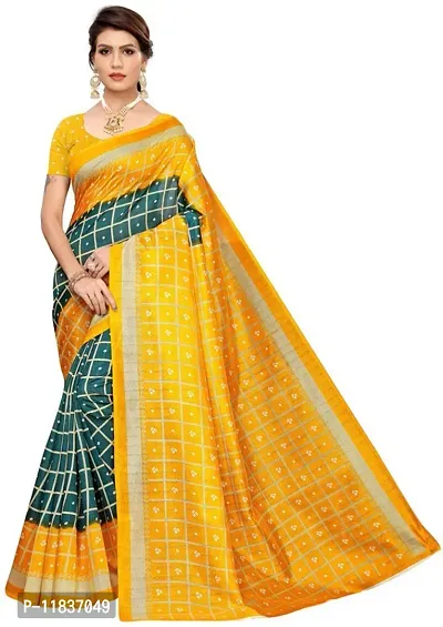 Beautiful Art Silk Saree with Blouse Piece-thumb0