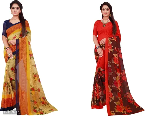 Beautiful Georgette Saree with Blouse Piece Pack Of 2-thumb0