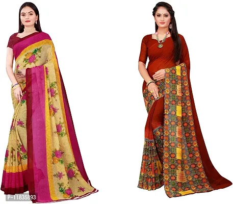 Beautiful Georgette Saree with Blouse Piece Pack Of 2