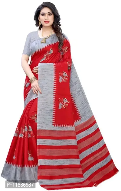 Beautiful Art Silk Saree with Blouse Piece-thumb0