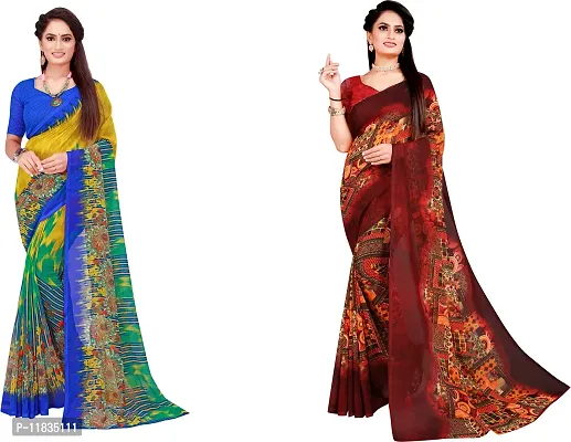 Beautiful Georgette Saree with Blouse Piece Pack Of 2-thumb0