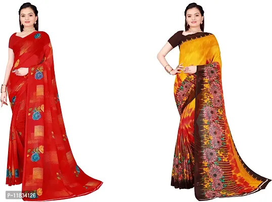 Beautiful Georgette Saree with Blouse Piece Pack Of 2-thumb0