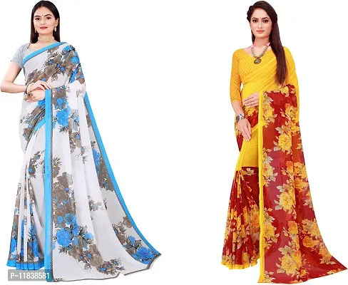 Beautiful Georgette Saree with Blouse Piece Pack Of 2-thumb0