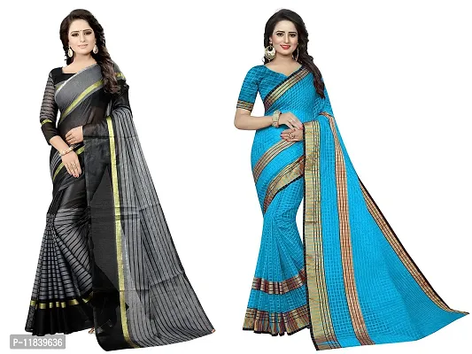 Beautiful Cotton Silk Saree With Blouse Piece Pack Of 2-thumb0