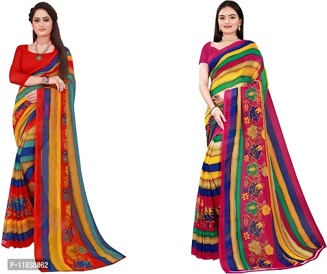 Beautiful Georgette Saree with Blouse Piece Pack Of 2