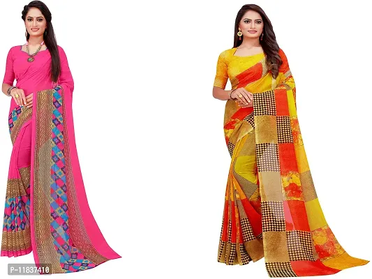 Beautiful Georgette Saree with Blouse Piece Pack Of 2-thumb0